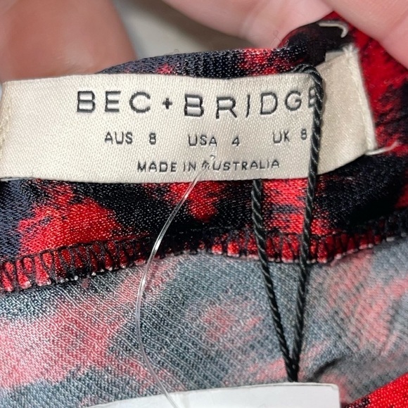 NWT BEC + BRIDGE Red Cheetah Print She's a Maniac One Shoulder Mini Dress Size 4 - Picture 7 of 10